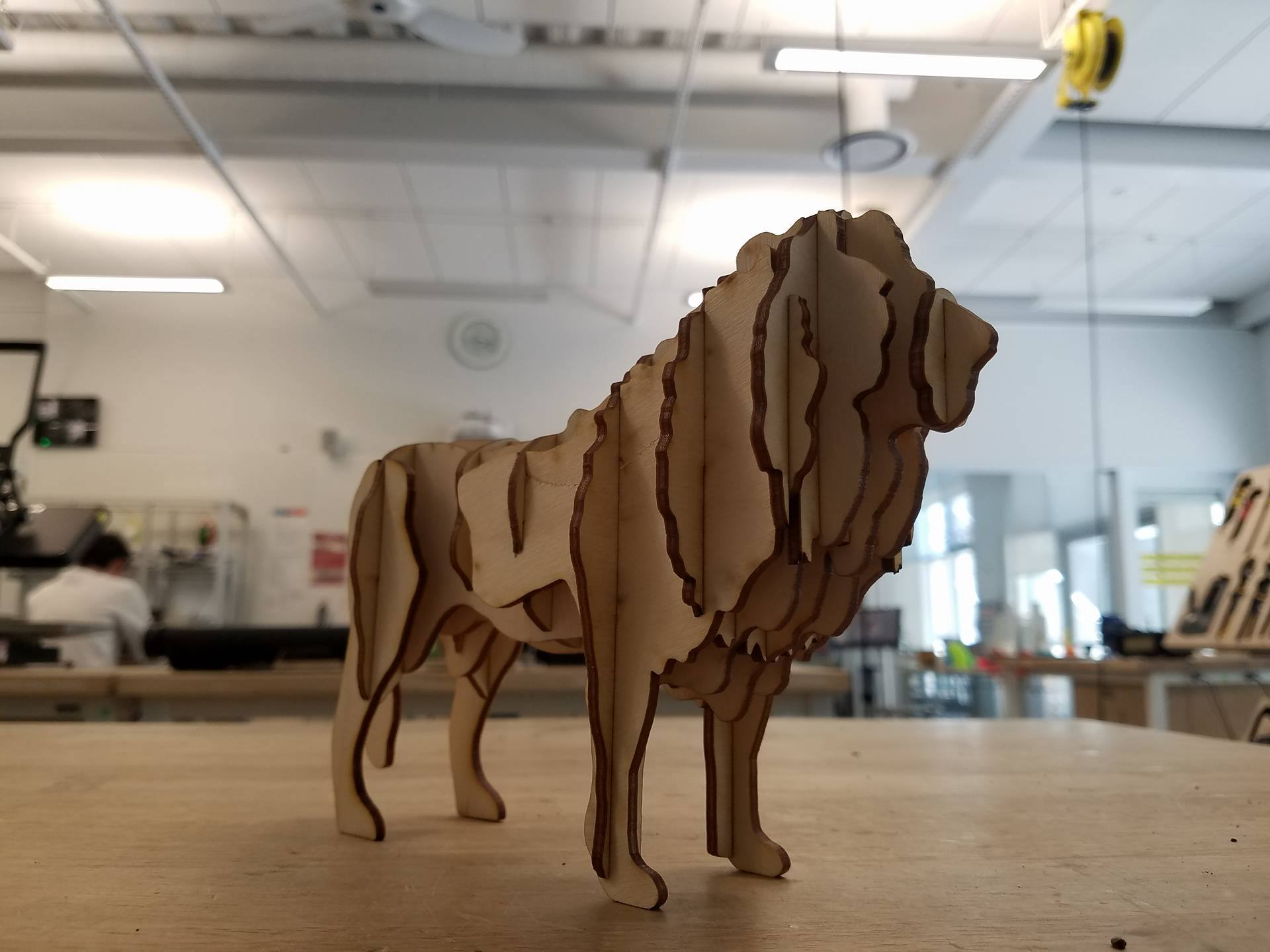Laser Cut Wooden Lion Puzzle PDF File Free Download 3axis.co