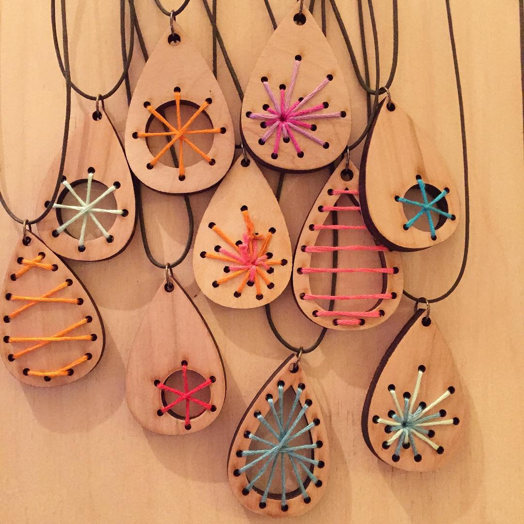 Laser Cut Wood Craft Jewelry Pendants Earrings DXF File Free Download