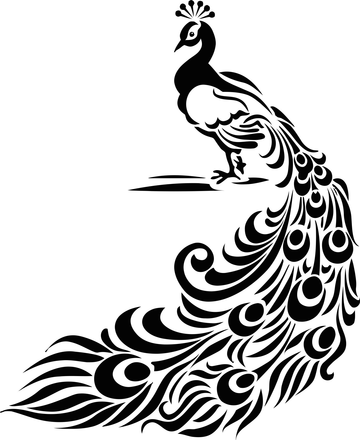 Vintage Peacock Feather Stencil or Vinyl Decal Free Vector cdr Download
