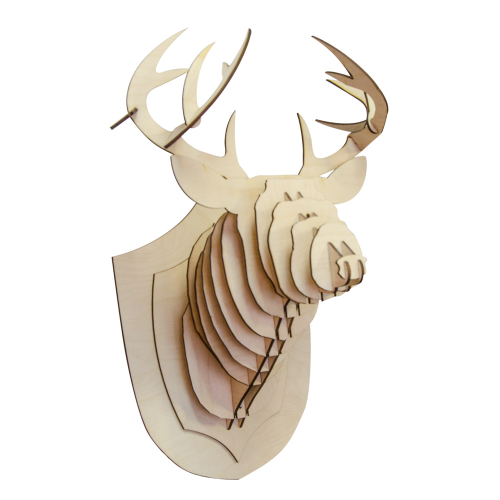 Laser Cut Wooden Deer Head Trophy Free Vector cdr Download 3axis.co