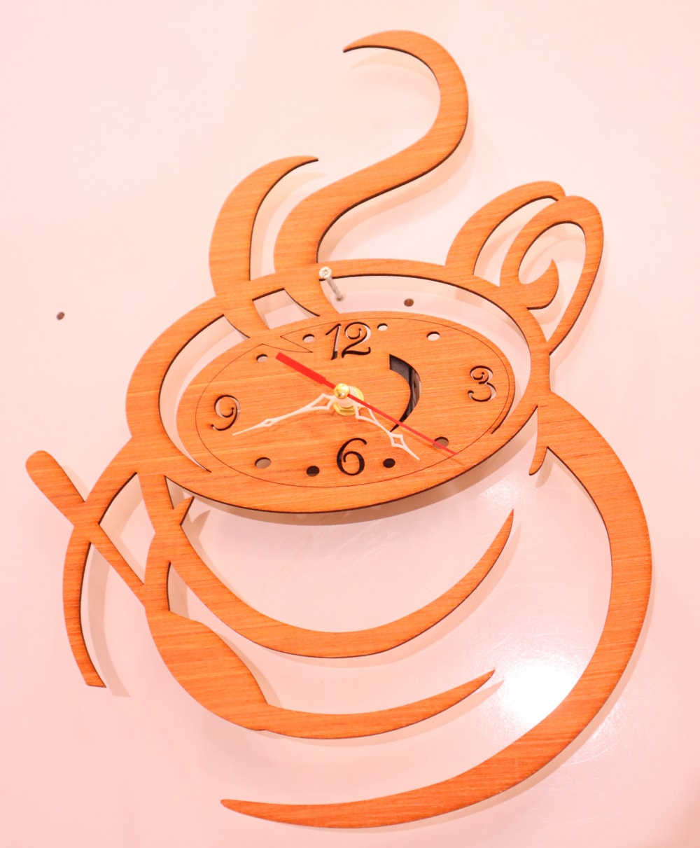Laser Cut Coffee Wall Clock Kitchen Decor DXF File Free Download 3axis.co