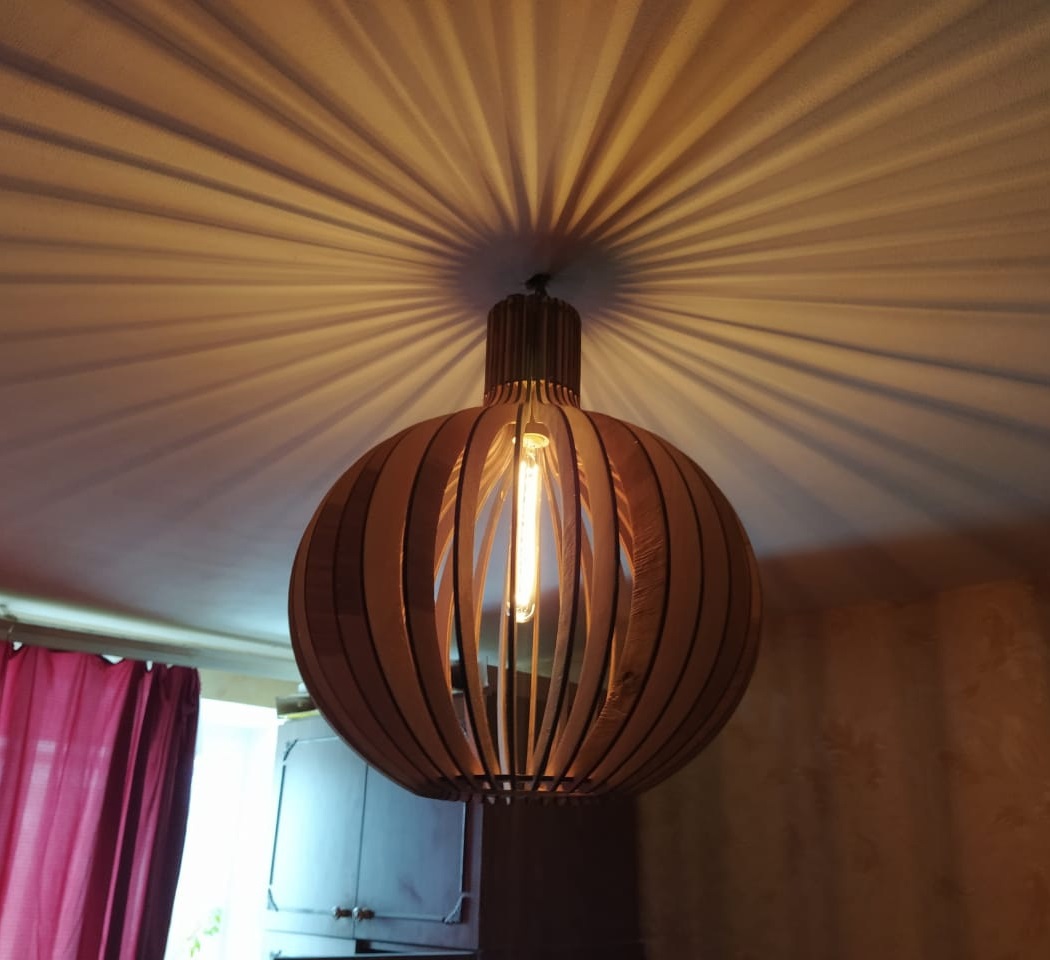 Laser Cut Modern Pendant Light Wooden Round Shape Pendant Lamp Free