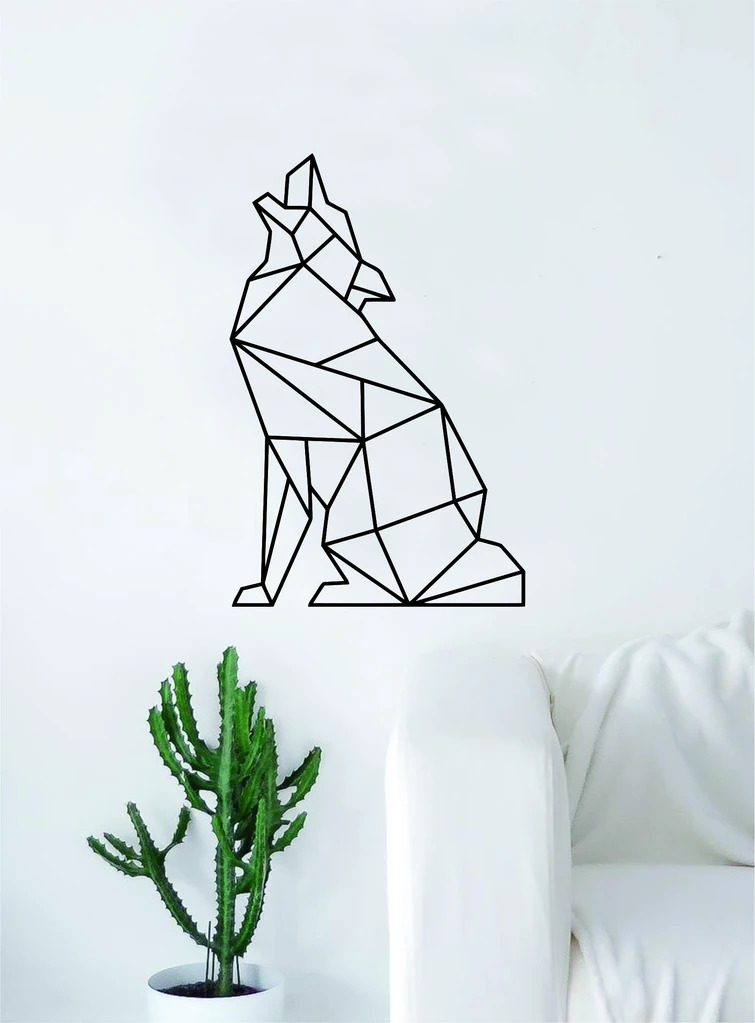Laser Cut Geometric Wolf Howling Animal Wall Decor Art DXF File Free