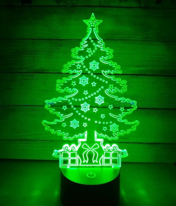 Laser Cut Acrylic Christmas Tree Night Light Free Vector cdr Download
