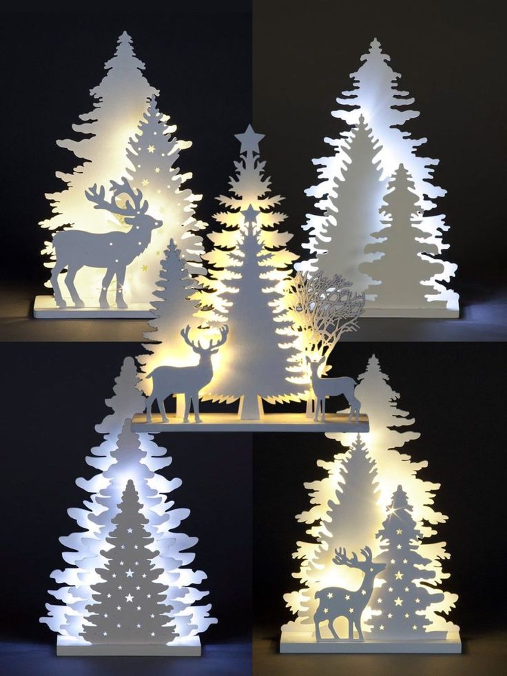 Laser Cut Light Up Decoration Christmas Ornament Xmas Festive Tree Deer