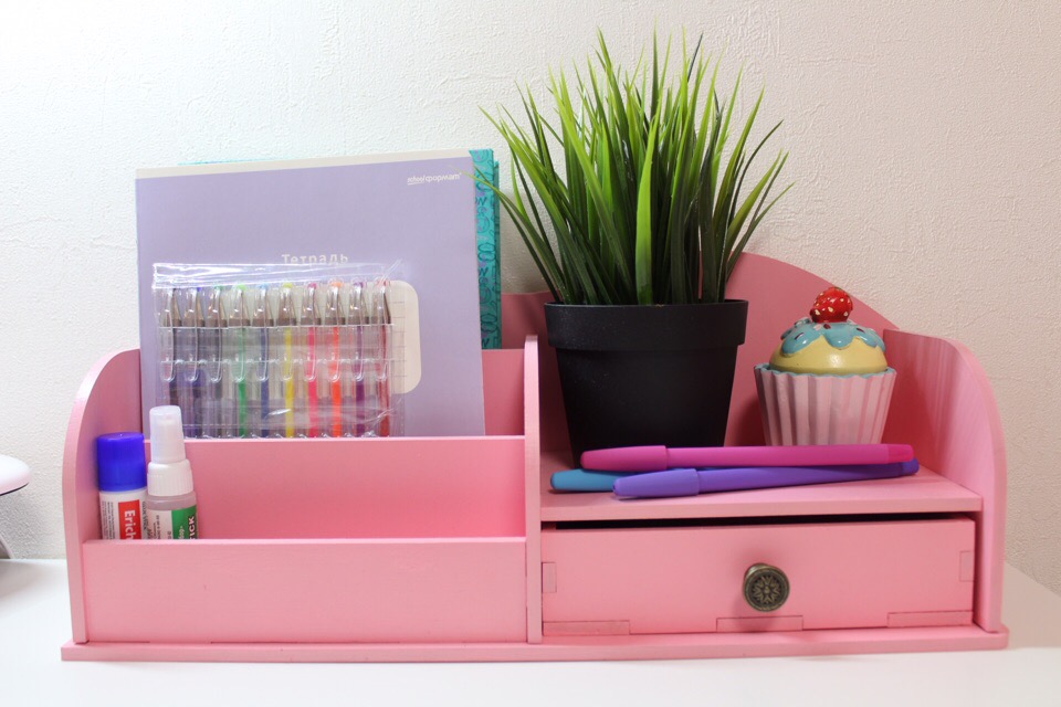 Laser Cut Makeup Organizer Cosmetic Storage Box Desk Organizer For