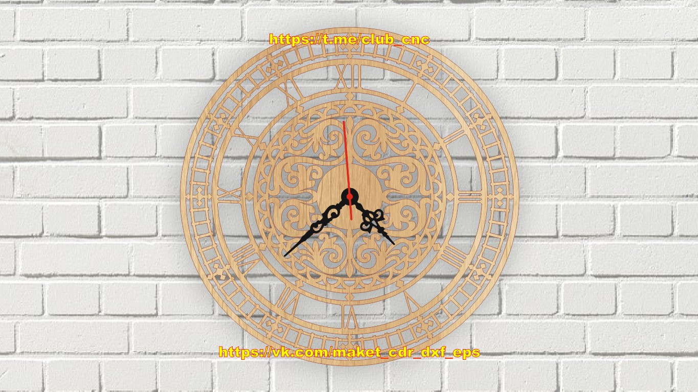 Laser Cut Decor Wall Clock Template Free Vector cdr Download 3axis.co