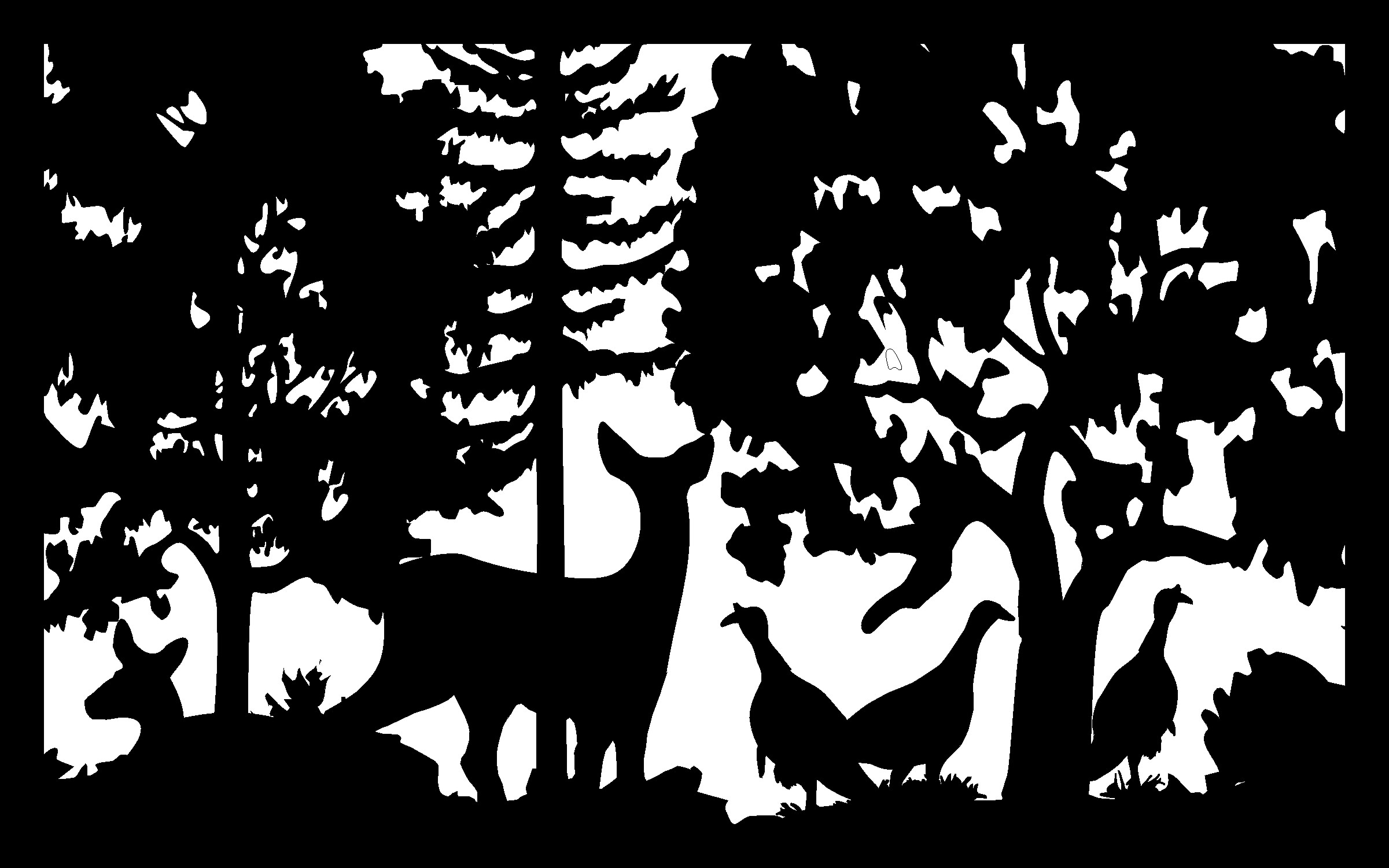 30 X 48 Two Does Three Turkeys Plasma Metal Art DXF File Free Download