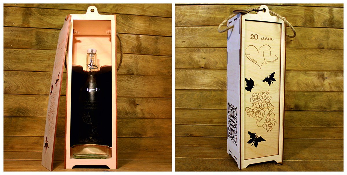 Laser Cut Wooden Wine Box Free Vector cdr Download 3axis.co
