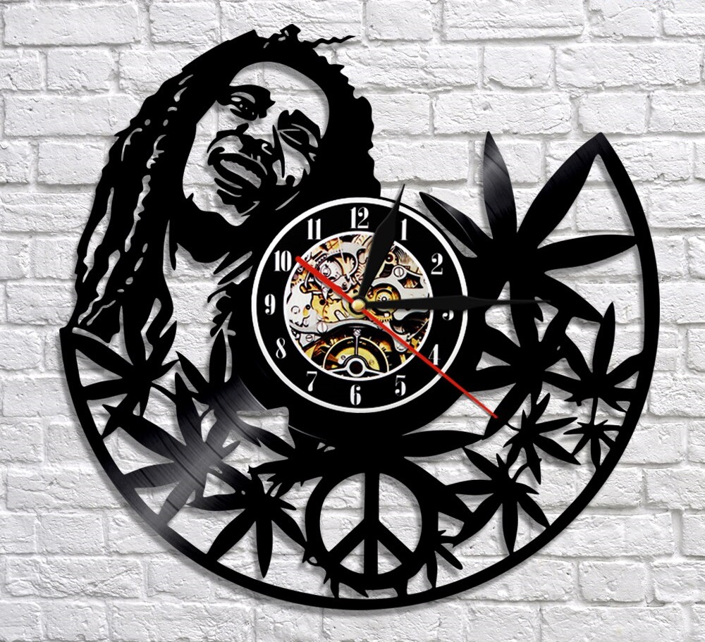 Laser Cut Bob Marley Vinyl Record Clock Template Free Vector cdr