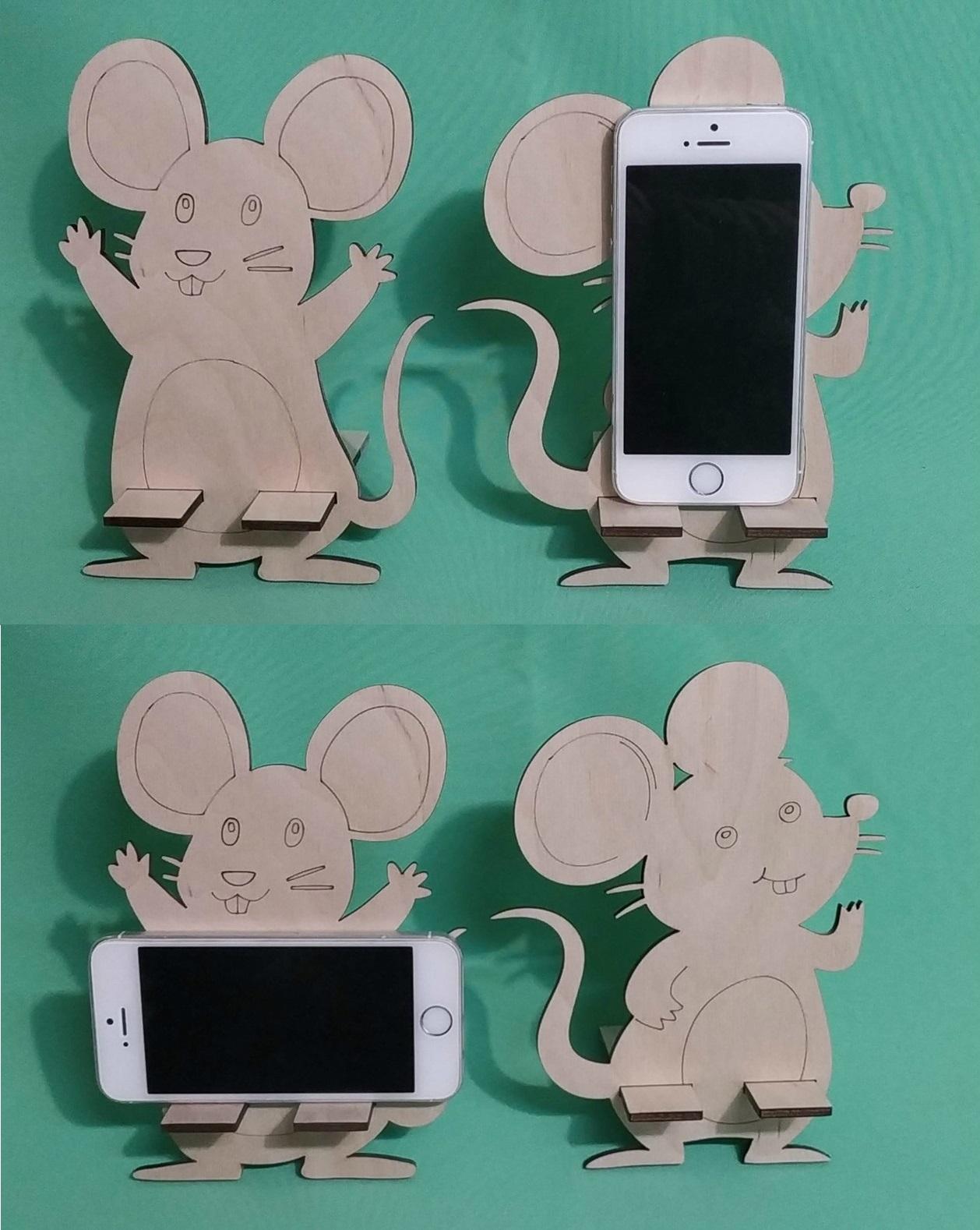 Mouse Mobile Phone Holder Creative Laser Cutting Template Free Vector