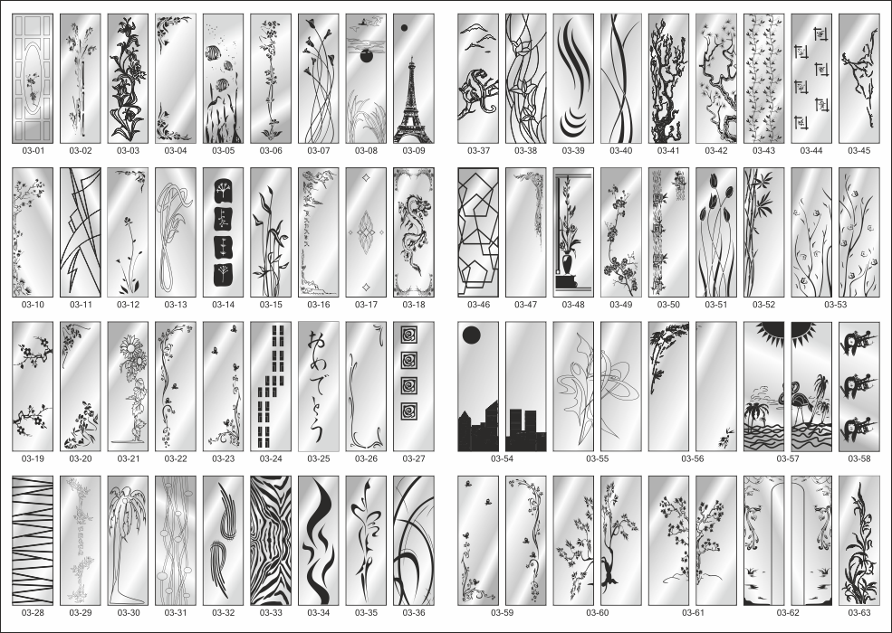 Custom Glass Sandblasting Designs Collection Free Vector cdr Download
