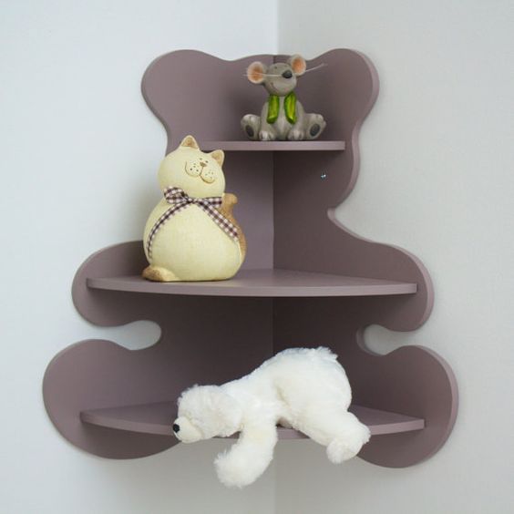 Bear Shaped Corner Shelf for Kids Room Laser Cut Free Vector cdr