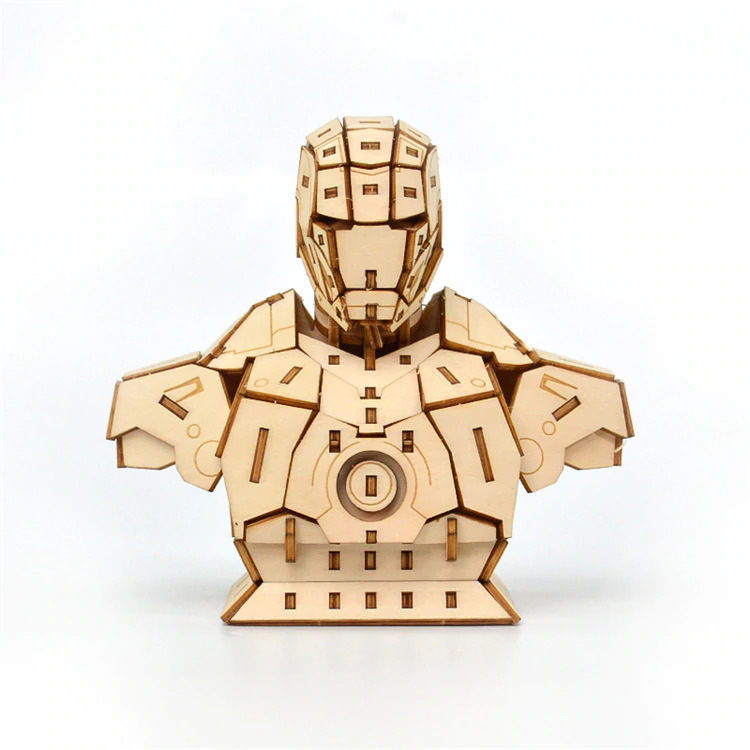 Laser Cut Iron Man 3D Wooden Puzzle Free Vector cdr Download 3axis.co