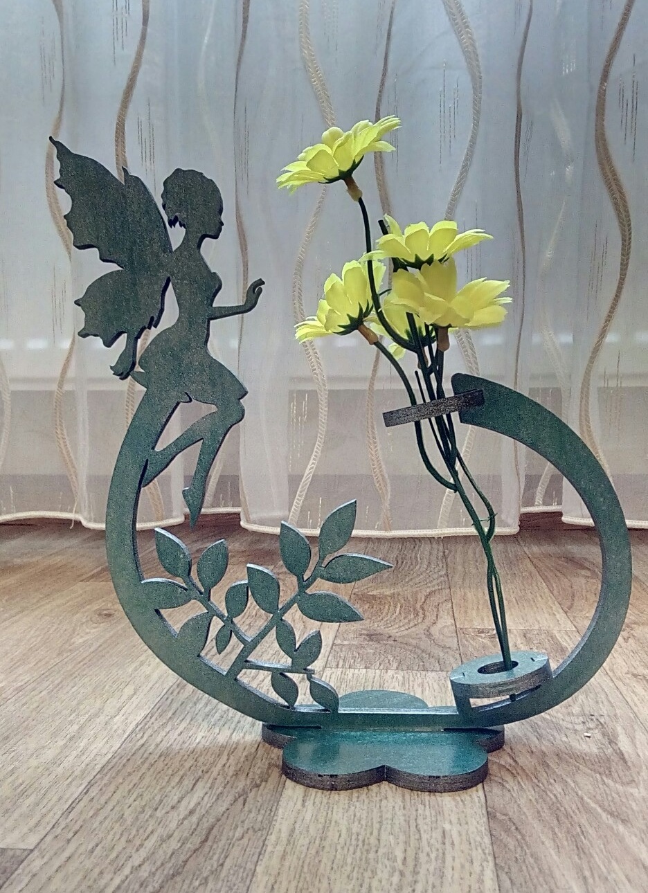 Laser Cut Fairy Flower Holder Flower Stand Free Vector cdr Download
