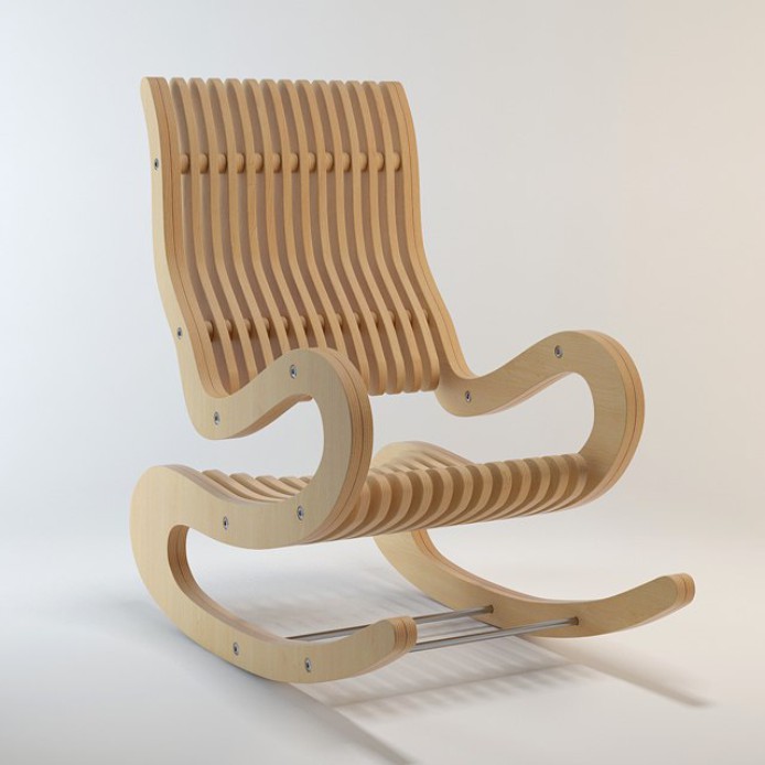 Rocking Chair Plywood 15 mm dxf File Free Download 3axis.co