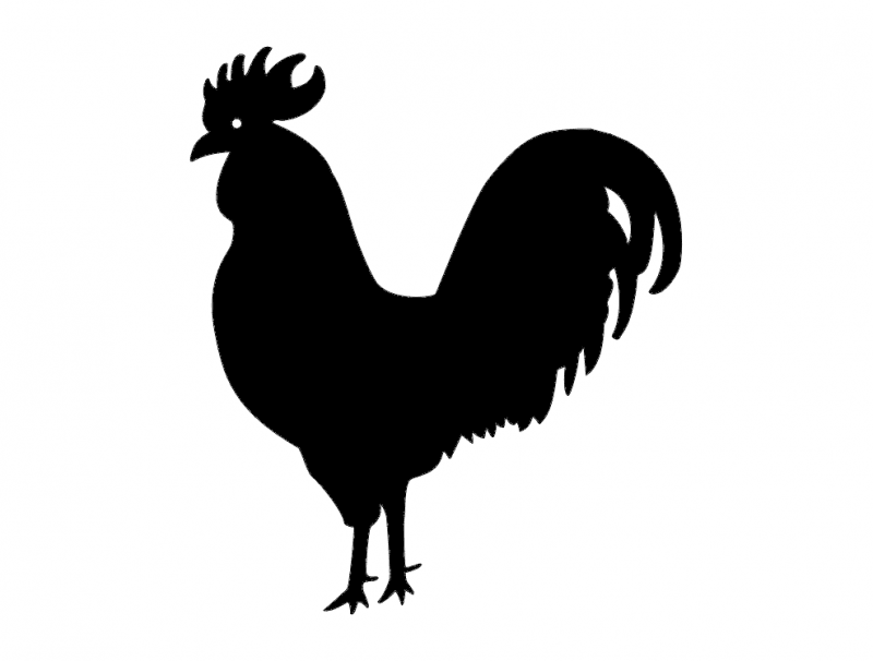 Rooster Silhouette Vector dxf File Free Download 3Axis.co