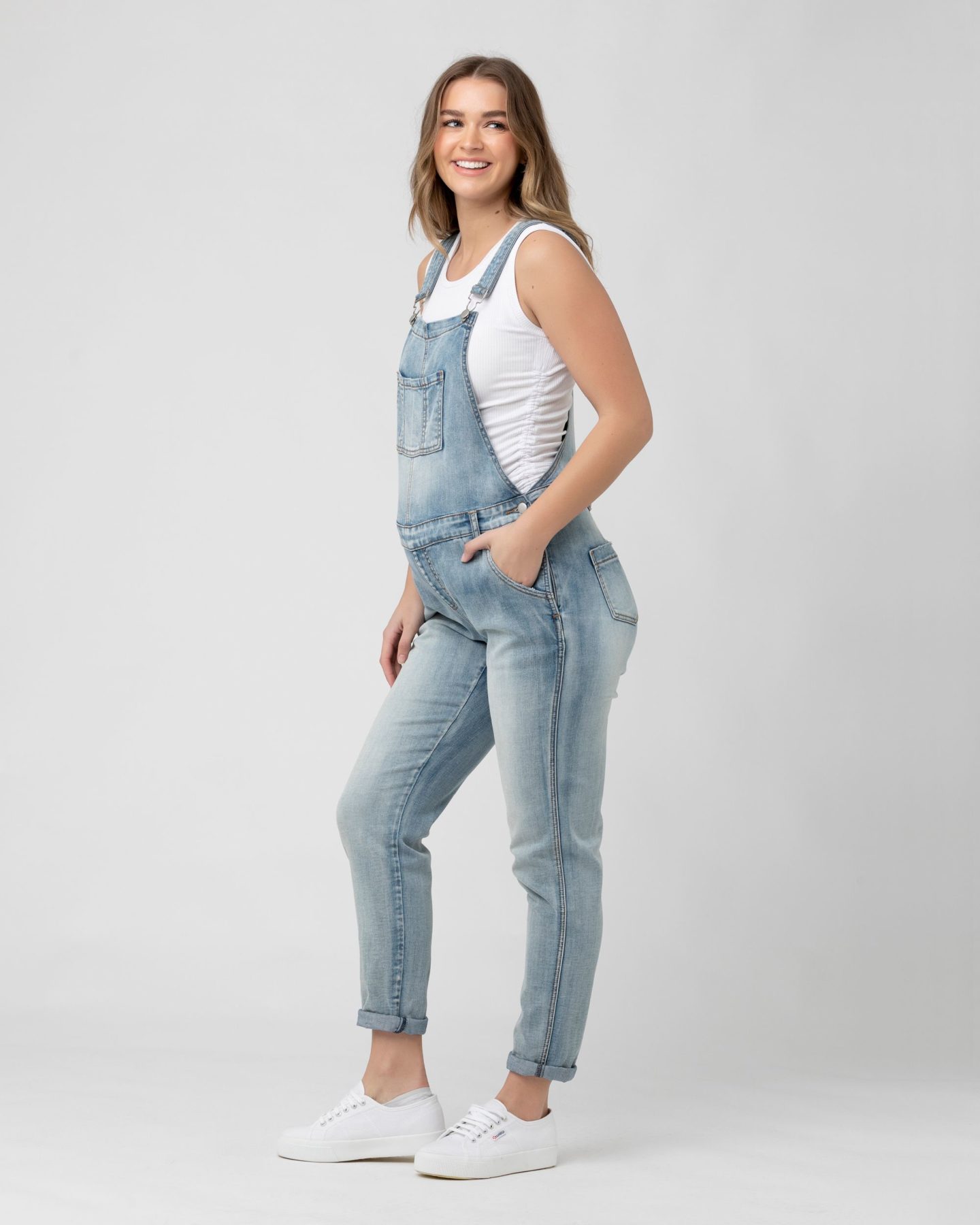 Denim Maternity Overalls Pale Blue 3 Bears
