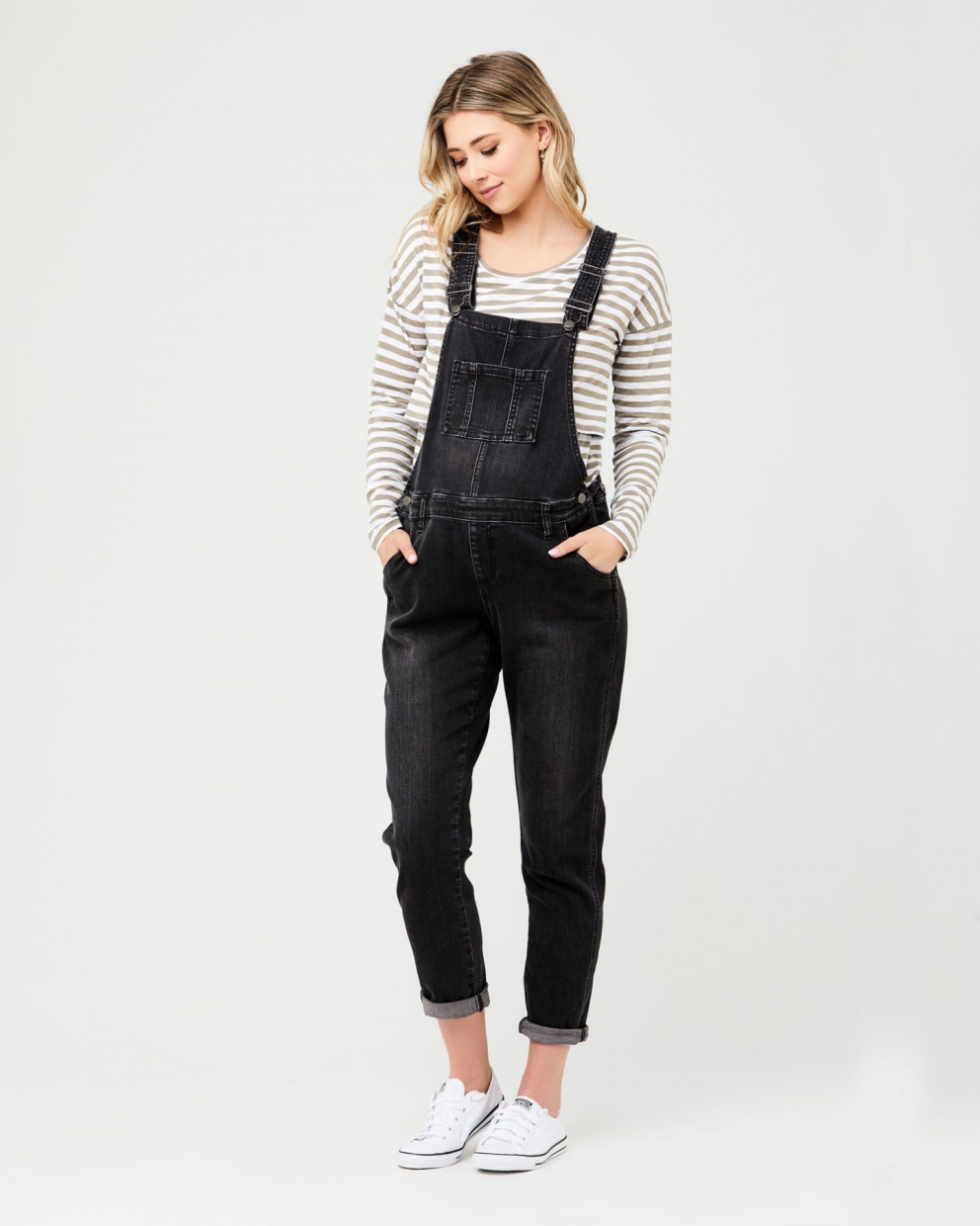 Denim Maternity Overalls Black 3 Bears