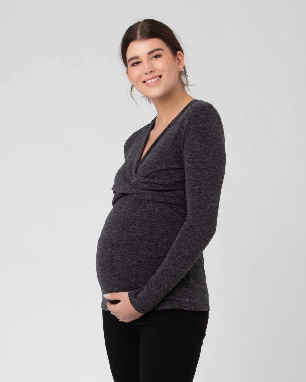 Zara Maternity & Nursing Top Dark Charcoal 3 Bears