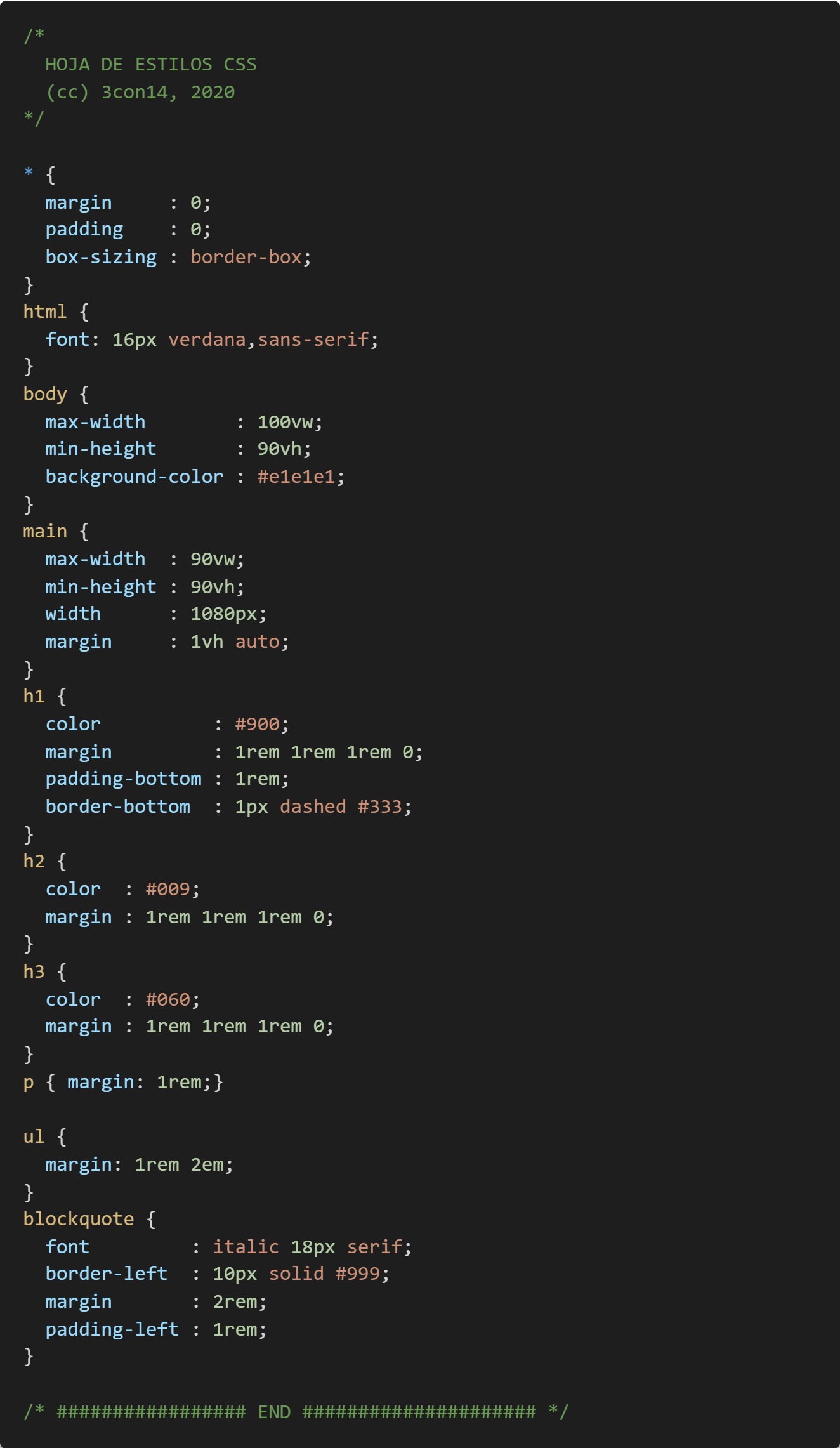 CSS Code Ejercicio 1 Selectores de Texto