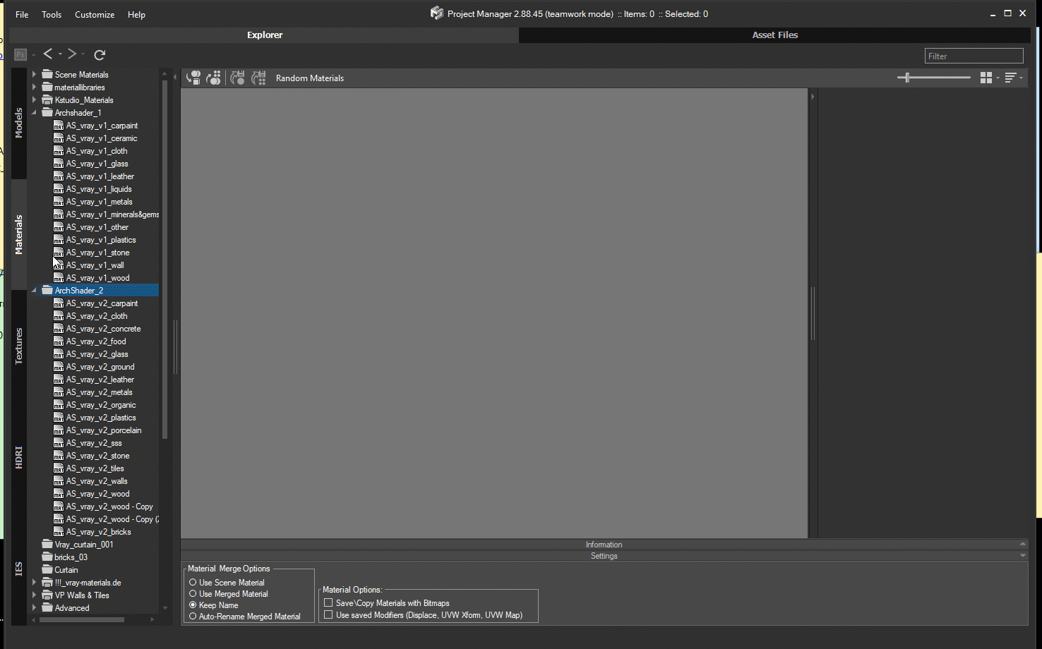Move files .mat Project Manager Support Kstudio 3ds Max Plugins