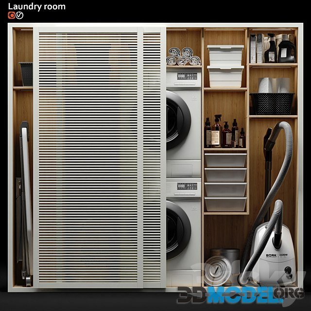 3D Model Laundry Room 06 with vacuum cleaner