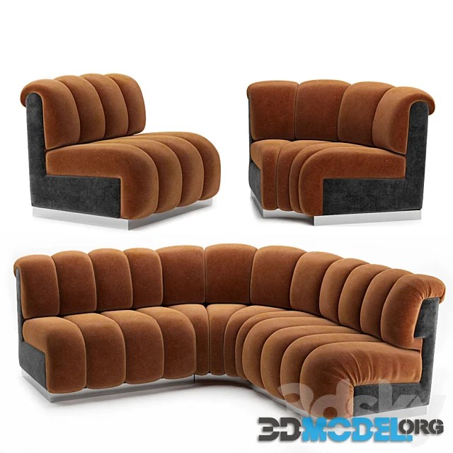 3D Model Restaurant Modular Sofa (for cafe, bar, dining room)