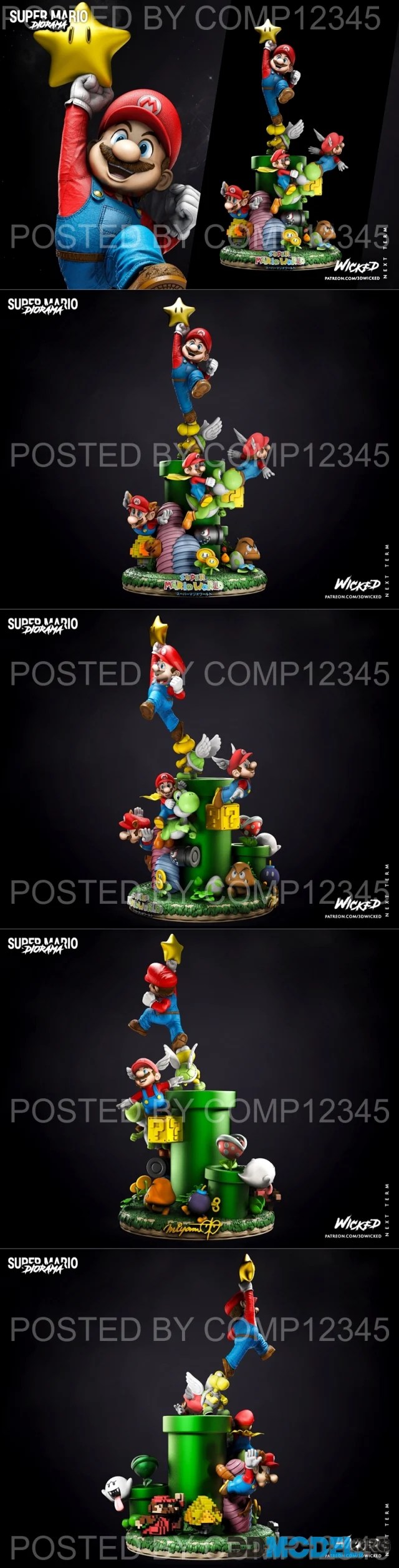 3D Model Wicked Video Game Super Mario Diorama Complete Sculpture