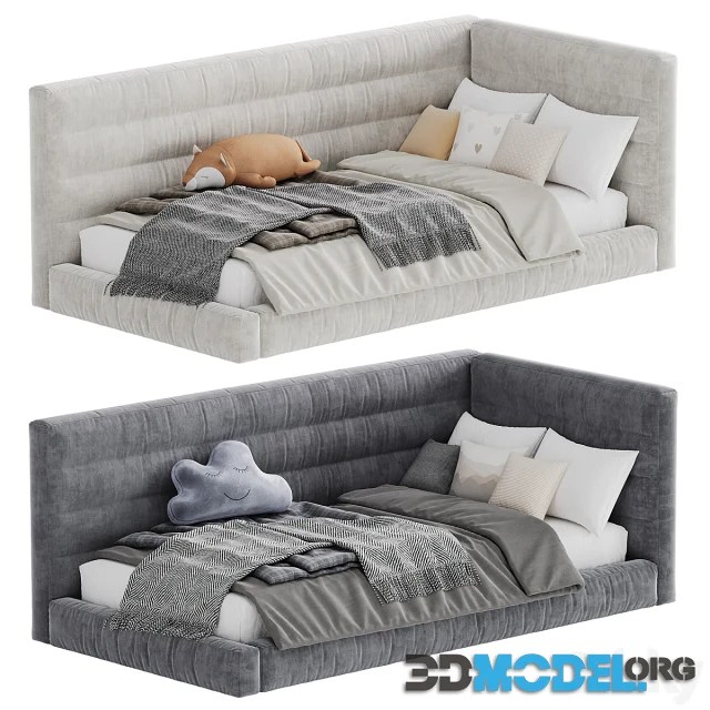 3D Model Hudson Upholstered Corner Bed 7