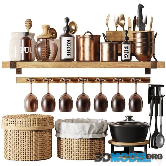 3D Model Kitchen accessory decor set collection