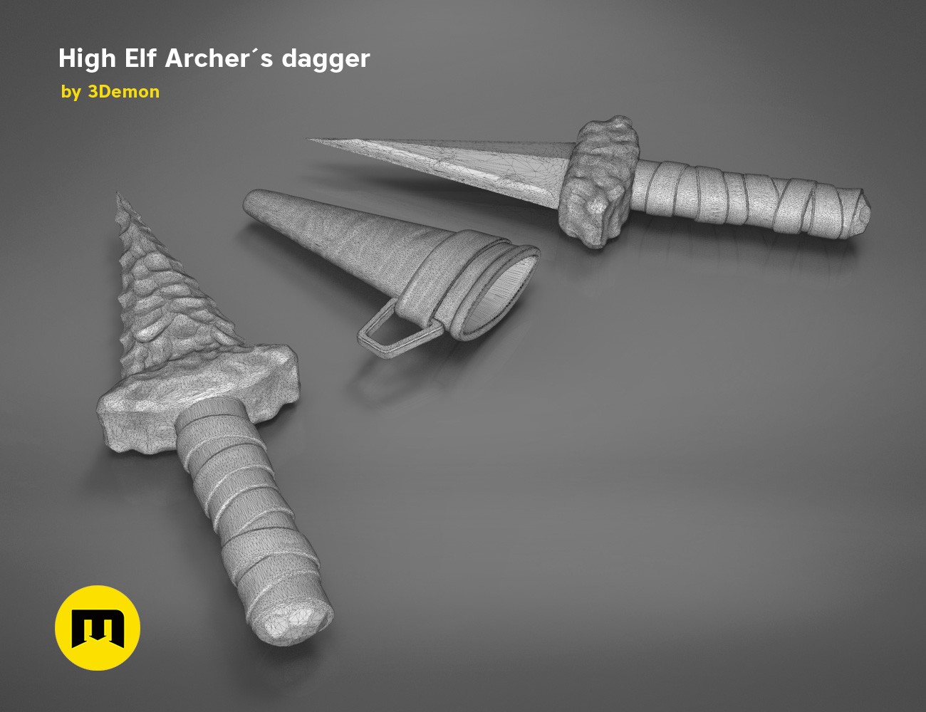 High elf Archer´s bow + dagger Goblin Slayer 3Demon 3D