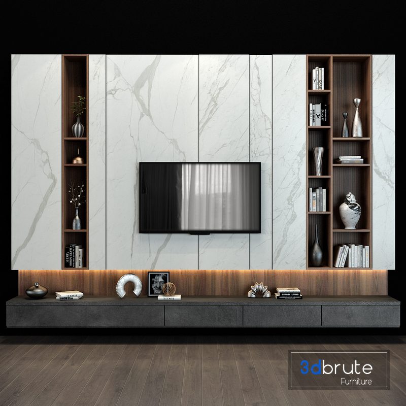 TV Wall set 0101 3d model Buy Download 3dbrute