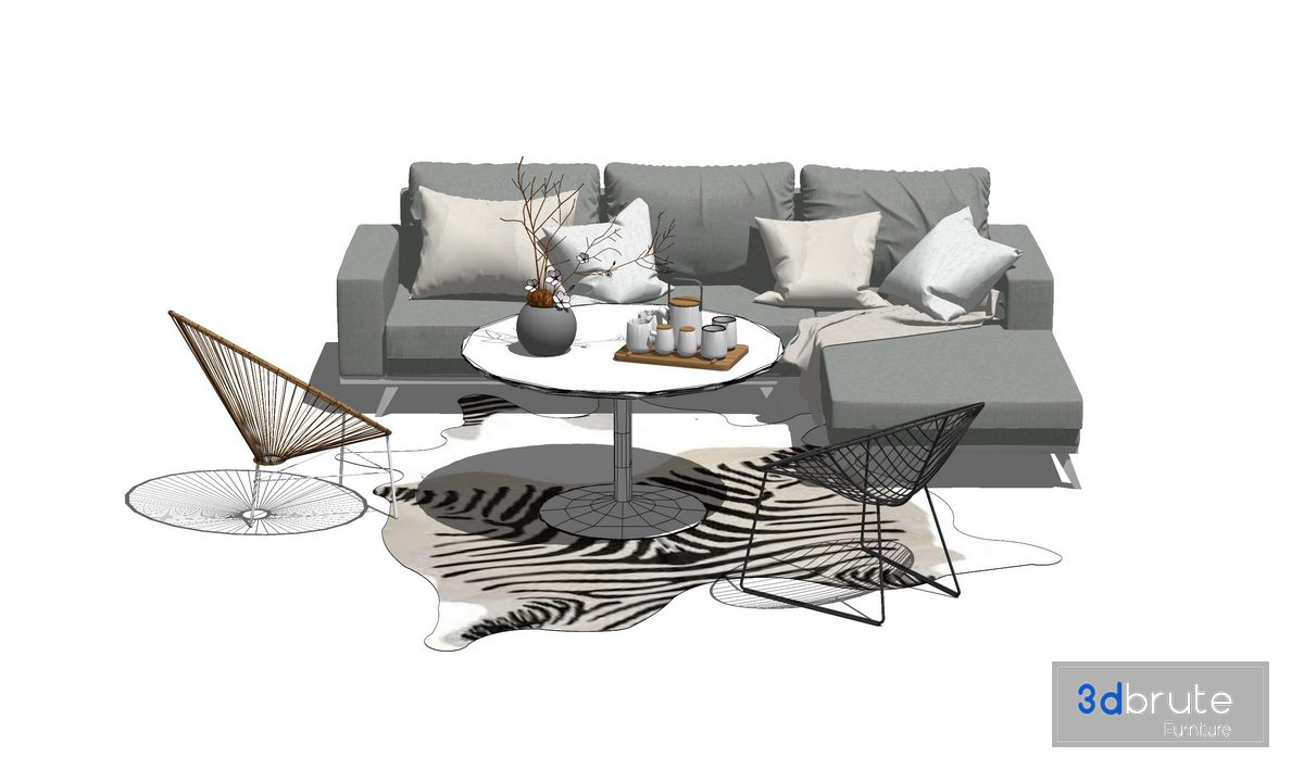 Sofa set Sketchup 3d model Sketchup Download Free 3dbrute