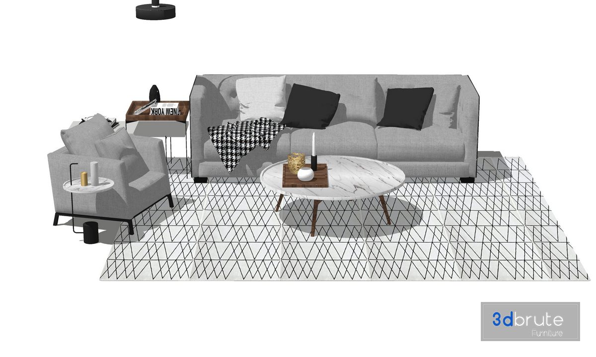 Sofa set Sketchup 3d model Sketchup Download Free 3dbrute