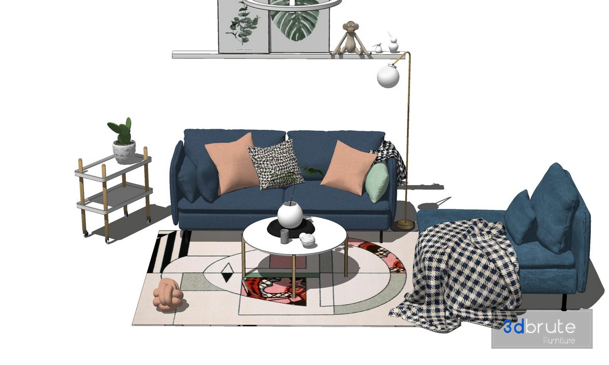 Sofa set Sketchup 3d model Sketchup Download Free 3dbrute