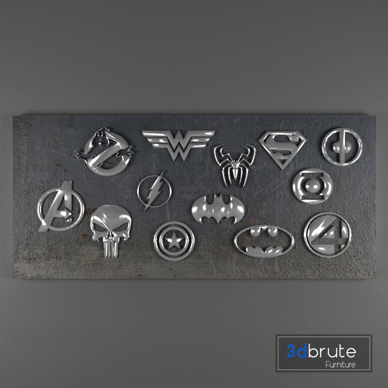 SUPER HERO WALL DECOR ELEMENTS 3d model Buy Download 3dbrute