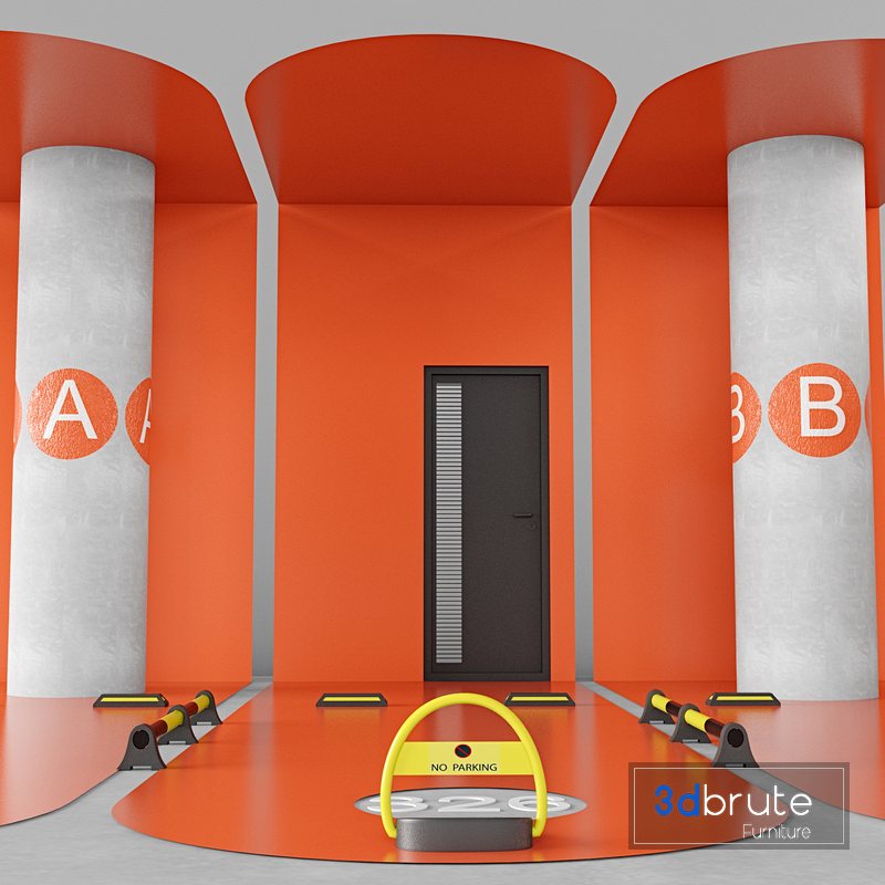 Car park accessories pack 3D model 3d model Buy Download 3dbrute