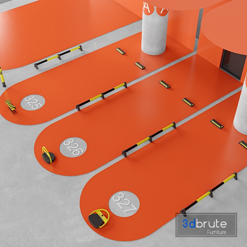 Car park accessories pack 3D model 3d model Buy Download 3dbrute