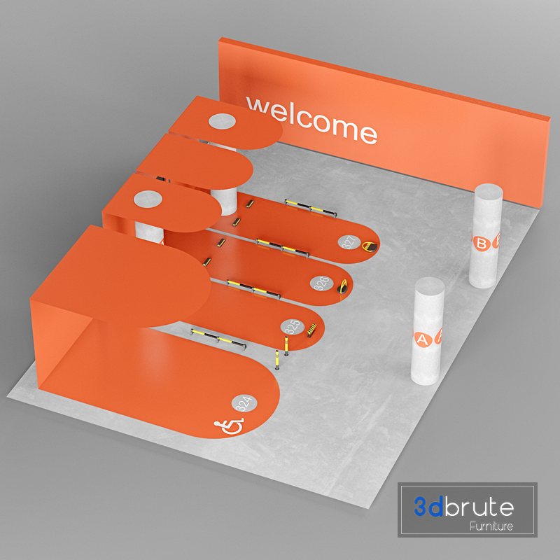 Car park accessories pack 3D model 3d model Buy Download 3dbrute