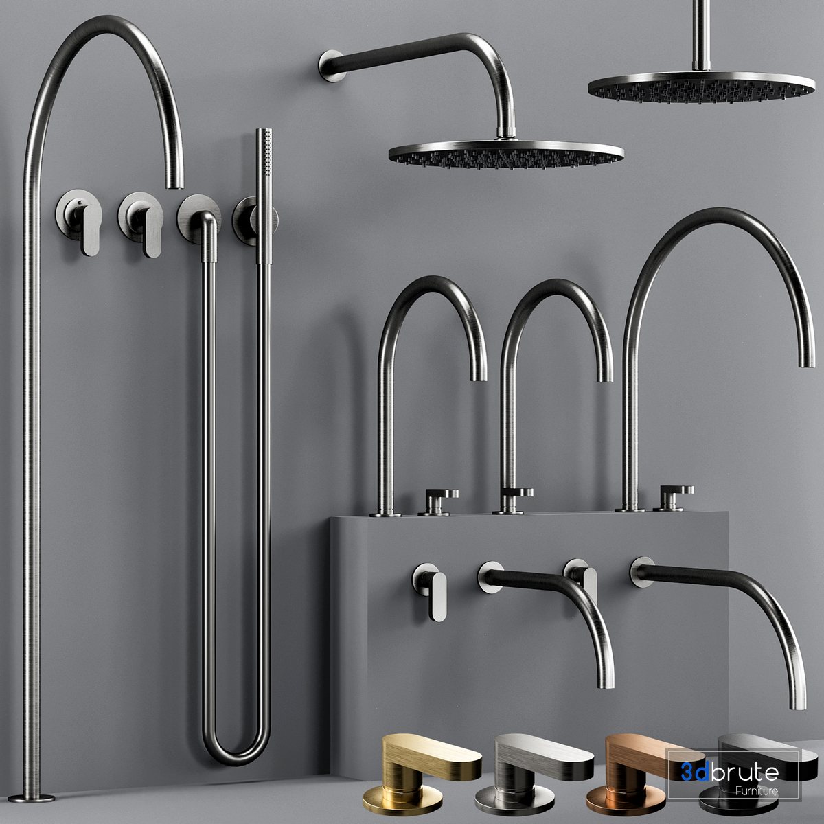 COCOON JP bathroom faucet set 3d model Buy Download 3dbrute