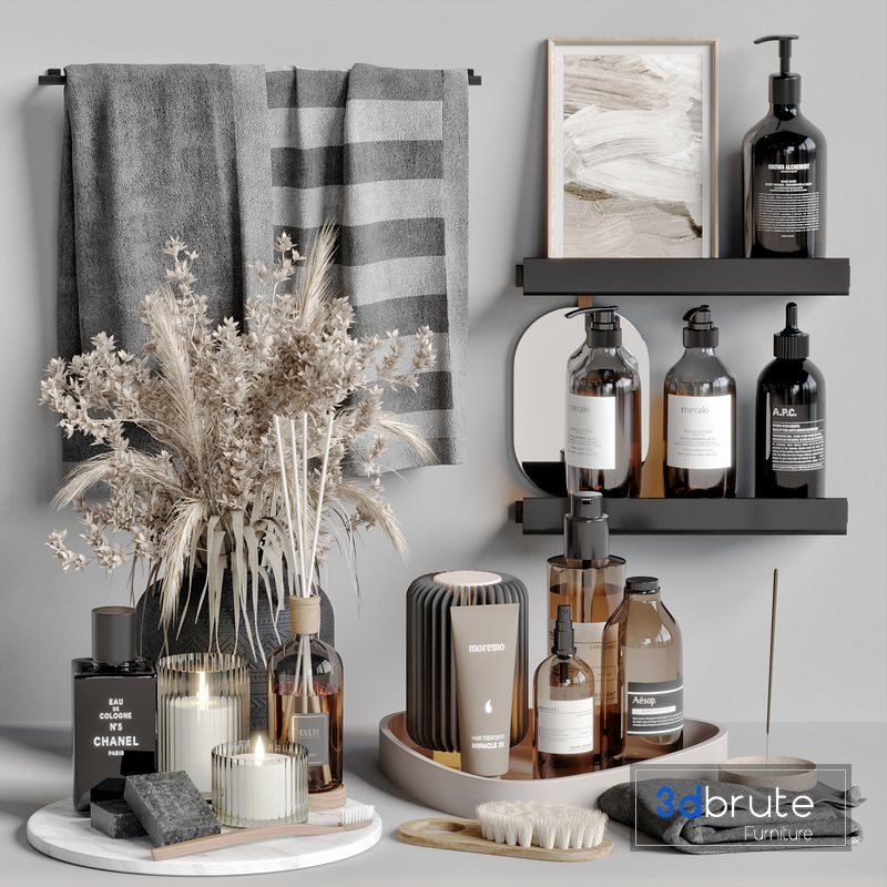 Zara home bathroom accessories 04 3d model Buy Download 3dbrute