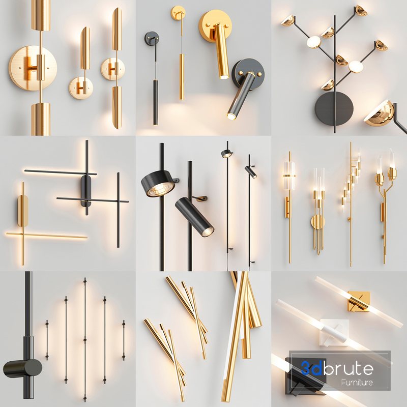 Wall Lamp Collection 001 15 models 3d model Buy Download 3dbrute