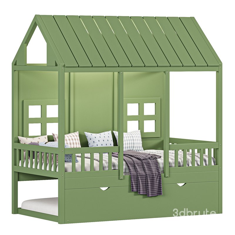 Kids Twin Bed with Trundle 3d model Buy Download 3dbrute