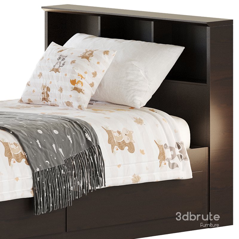 Mainstays Mates Storage Bed with Bookcase Headboard 3d model Buy