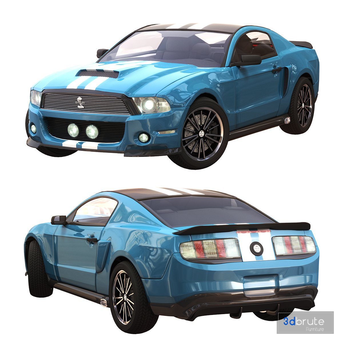 ford gt 500 sport blue color 3d model Buy Download 3dbrute