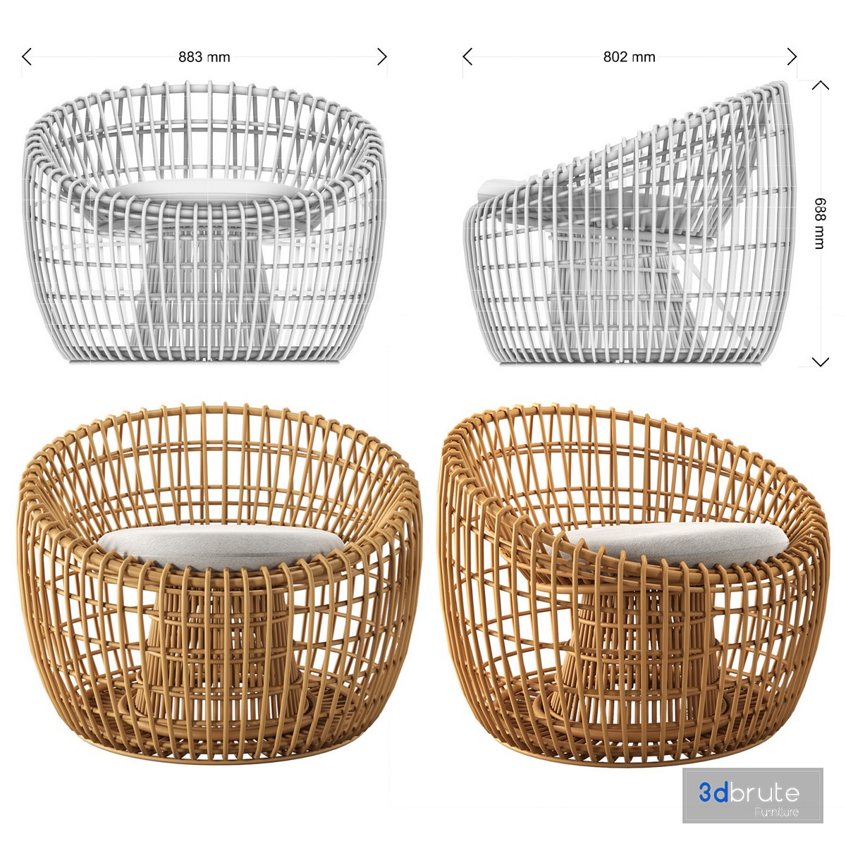 Nest lounge chair 3d model Buy Download 3dbrute