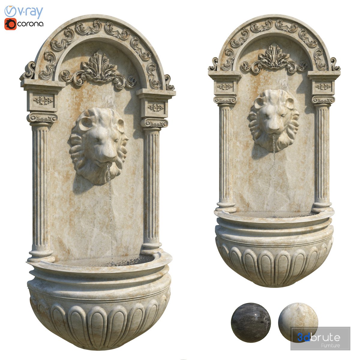 Classic Wall Fountain 05 3d model Buy Download 3dbrute