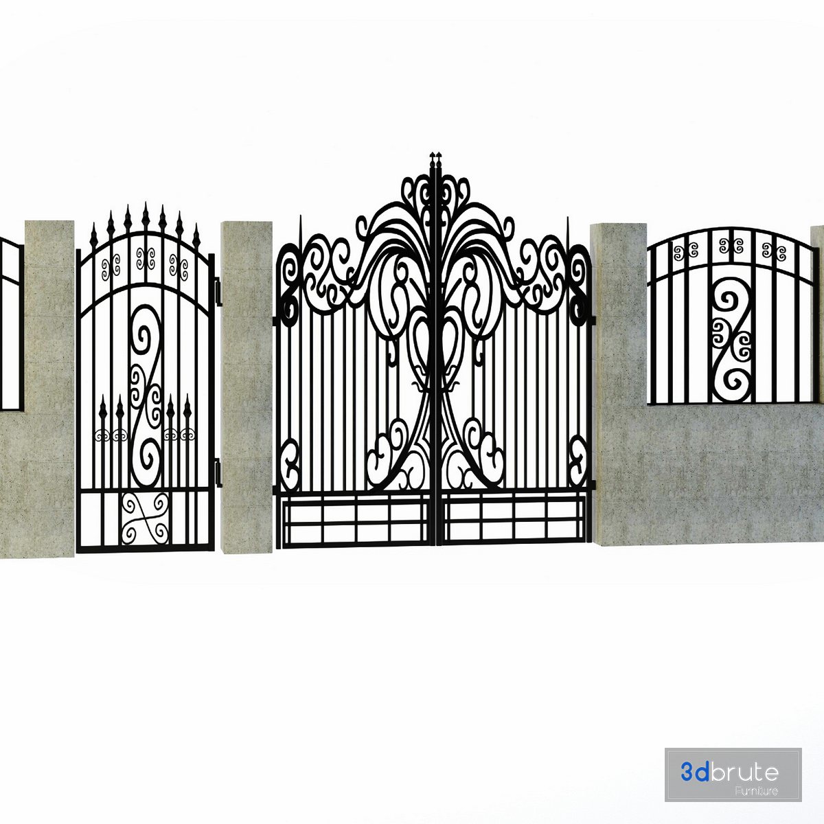 gate door set 02 3d model Buy Download 3dbrute