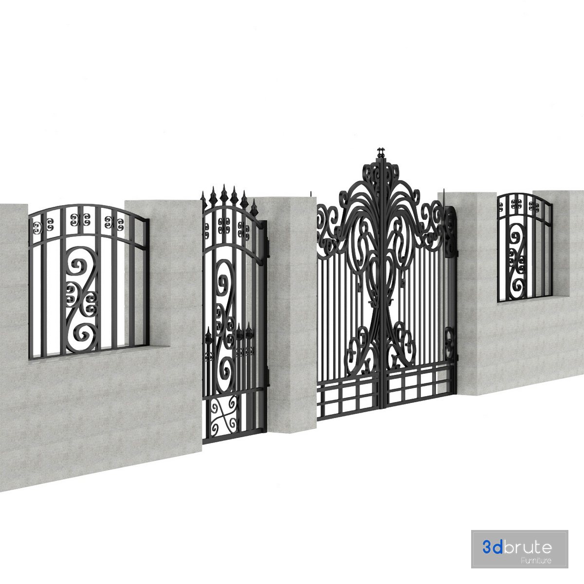 gate door set 02 3d model Buy Download 3dbrute